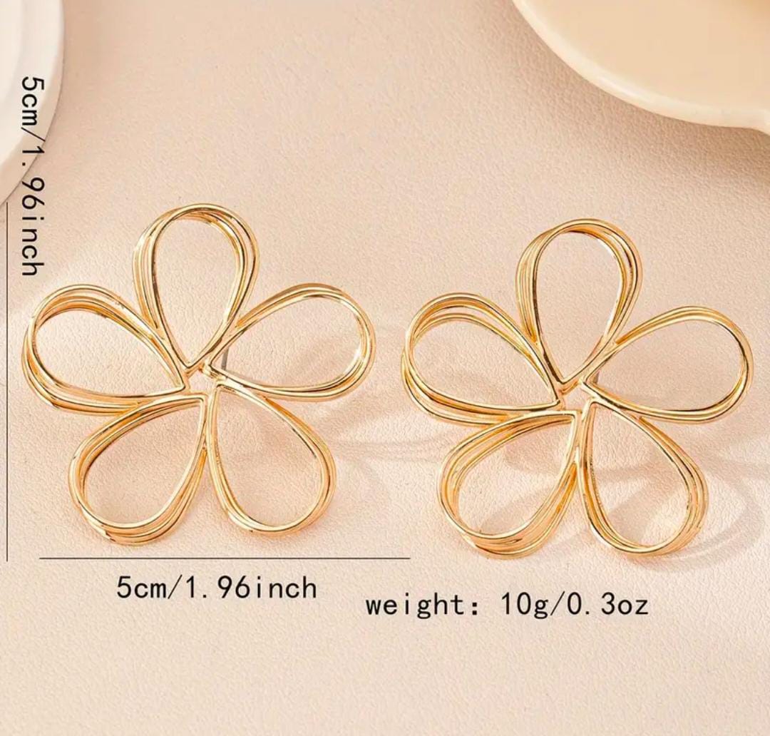 Five- Petal Hoop Stud Earrings For Women